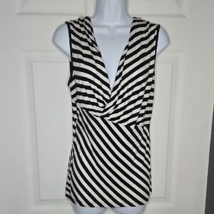 Gothic Office Sexy Stripe Plunge Top  L